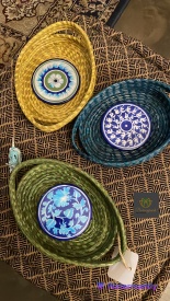 Sabai grass and blue pottery baskets